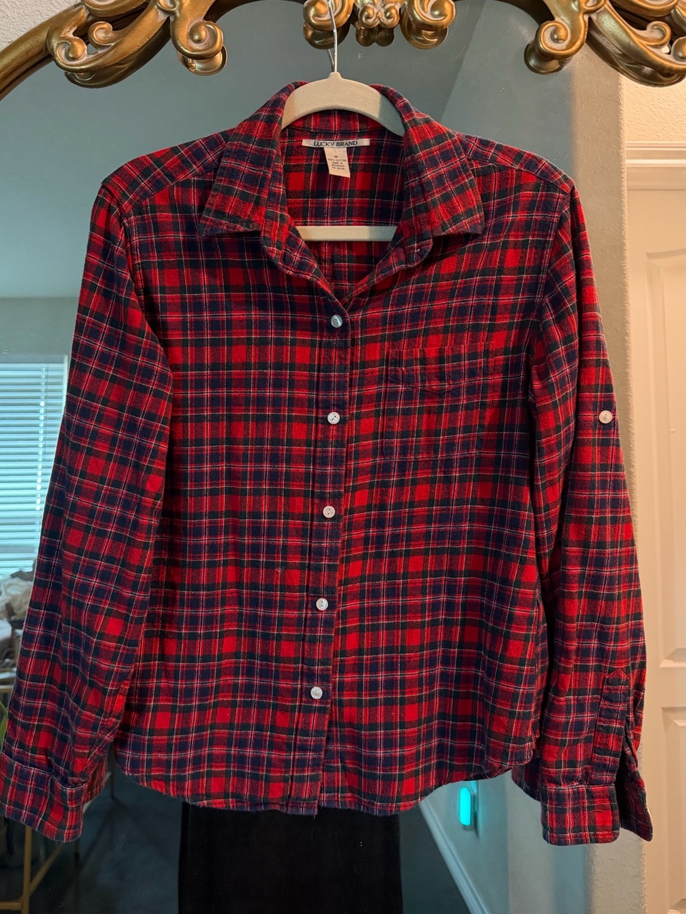 Lucky Brand Red & Blue Plaid Button-Down Shirt